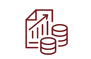 red money and data reporting icon